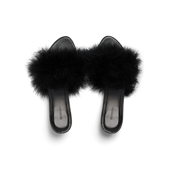 Men Boudoir Sandal L050 Feathers - Black