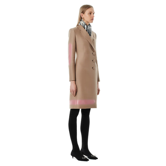 Women Side Closure Coat - Camel/Pink