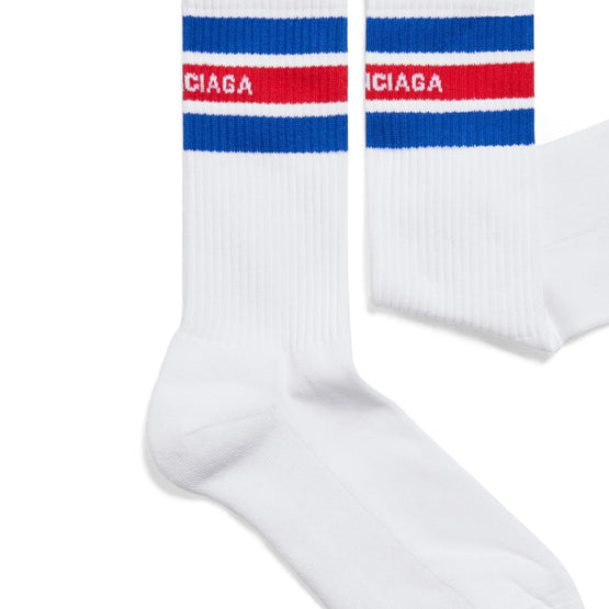 Men Socks Stripes Socks - White/Light Blue