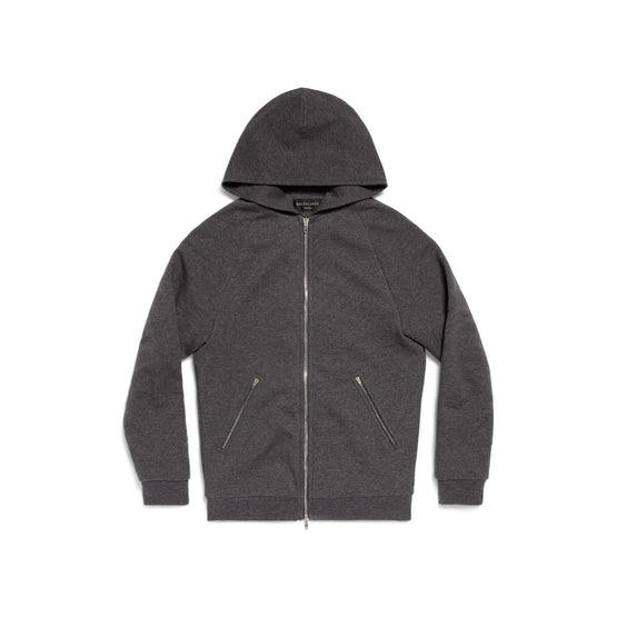 Men Zip-Up Hoodie - Drk Heathr Gry/Black