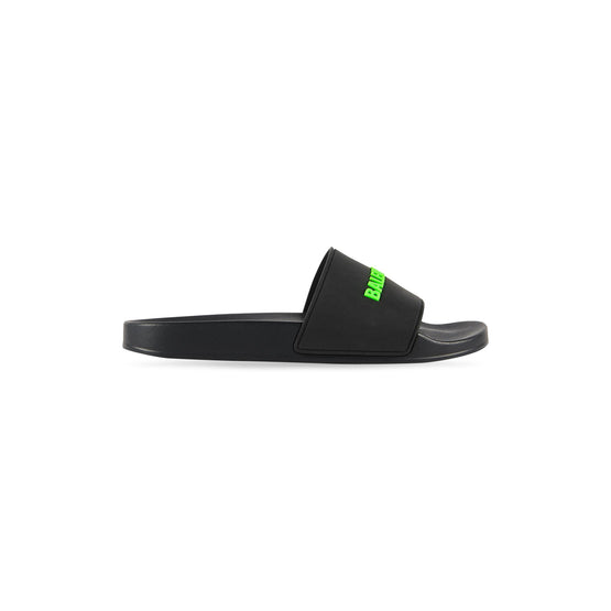 Women Pool Slide Rubb Logo  Fluo Bal - Black/Fluo Green