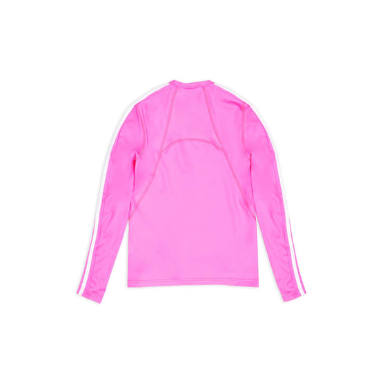 Women Fitted Crewneck Top - Neon Pink/White