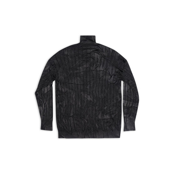 Men Creased Oversize Turtleneck - Black