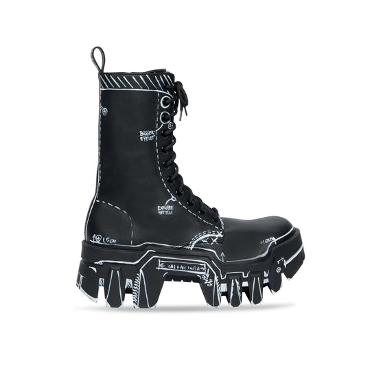 Women Bulldozer Boot Lace - Black/White
