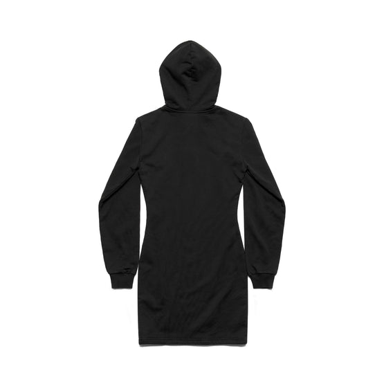 Women Fitted Hoodie Dress - Washed Black