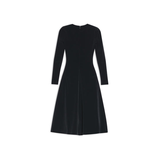 Women A-Line Crewneck Dress - Black