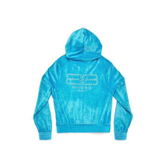 Women Fitted Zip Up Hoodie - Azure