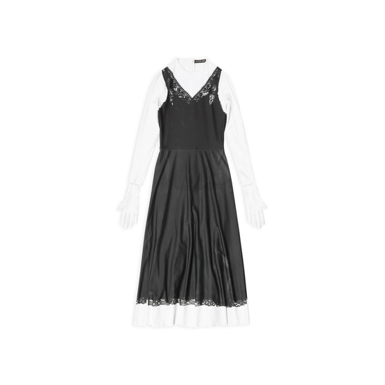 Women Trompe L Oeil Slip Dress T38 - Black