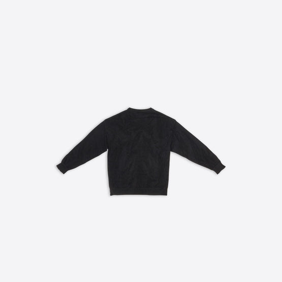 Men L/S Crewneck - Black/White