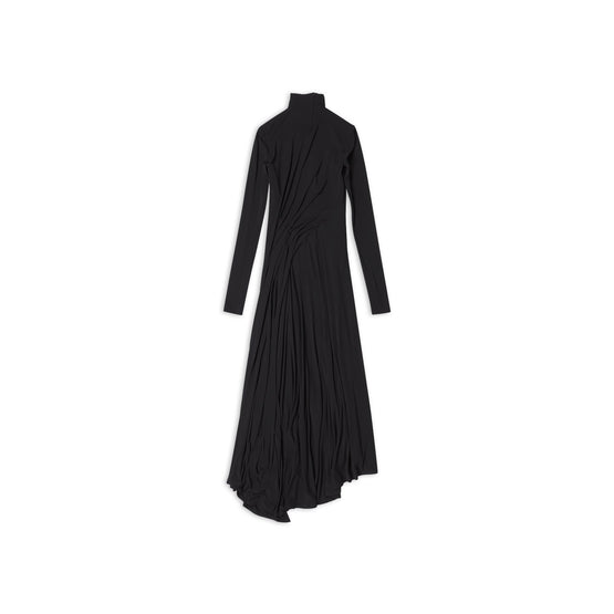 Women Twisted Slit Dress - Black