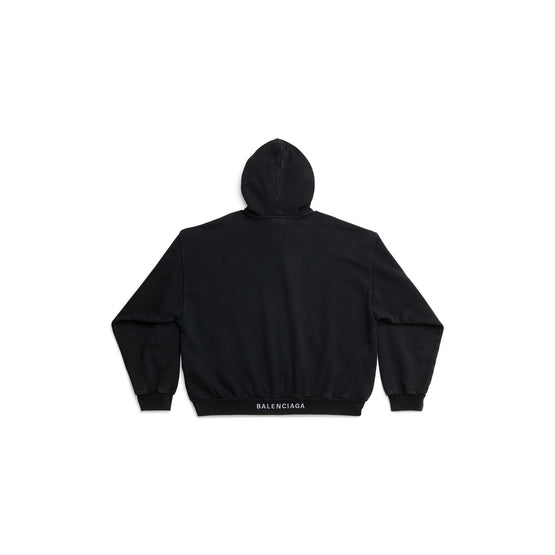 Men Medium Fit Hoodie - Washed Black/White