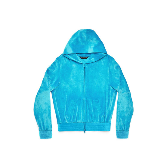 Women Fitted Zip Up Hoodie - Azure