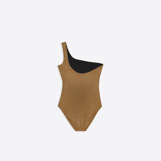 Women Sw Asymmetric Swimsuit - Gold/Black