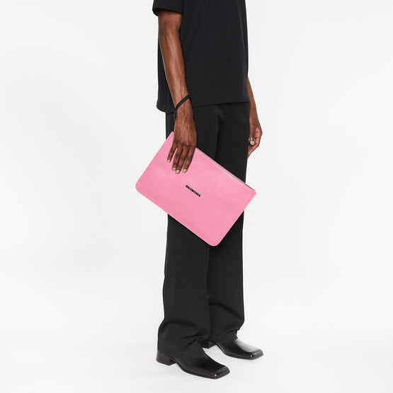 Women Cash Pouch L W/ Hand (Logo S) - Rose/L Black