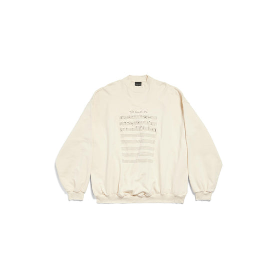 Men Oversized Crewneck Sweater - Cream/Black