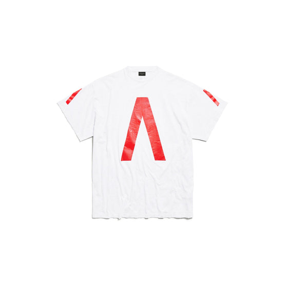 Men Oversized T-Shirt - Light Heathr Gry/Red