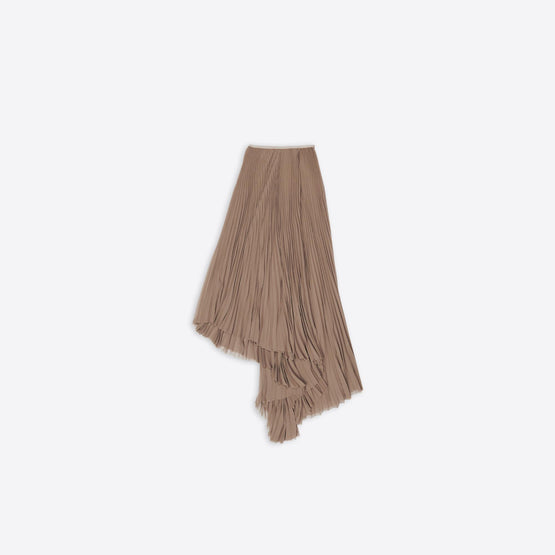Women Pleated Twisted Skirt - Taupe