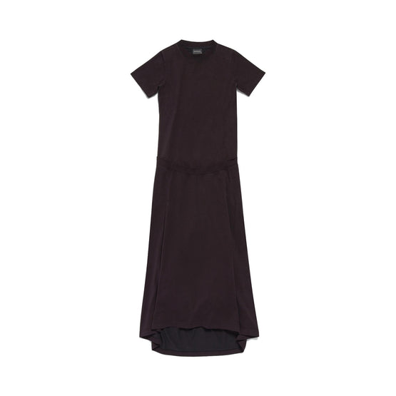 Women Patched T-Shirt Dress - Washed Black