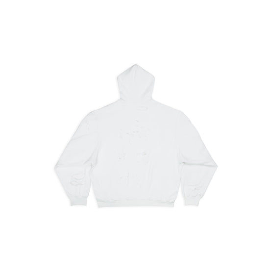 Men Destroyed  Hoodie - White/Black