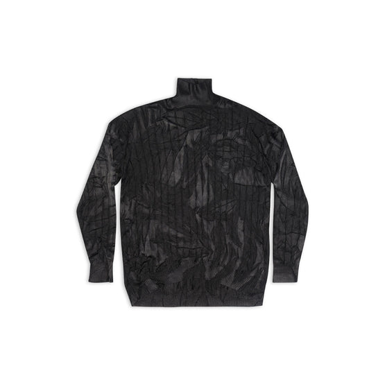 Men Creased Oversize Turtleneck - Black