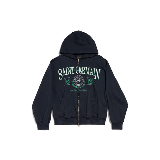 Men Regular Zip-Up Hoodie - Navy