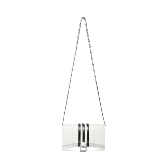 Women Hourglass Wallet W/Chain - Optic White/Black