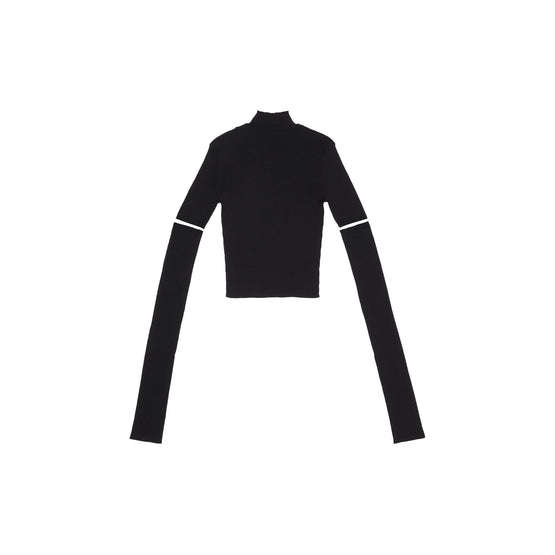 Women Cut-Up Sleeves Sweater - Black