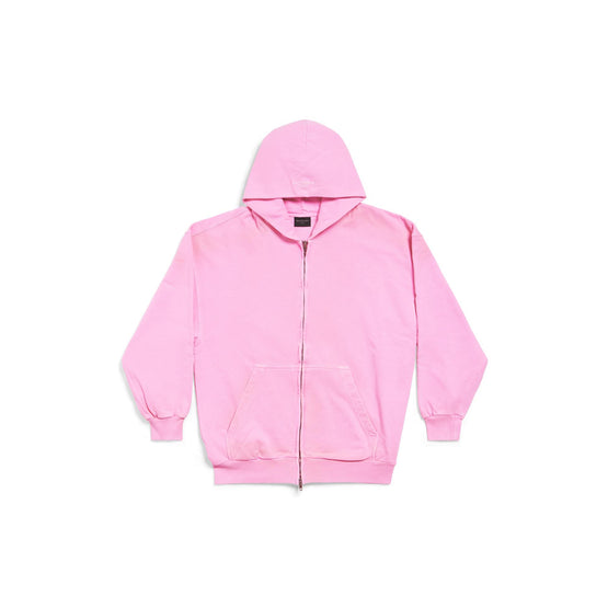Women Small Zip-Up Hoodie - Fluo Pink/Fluo Pink