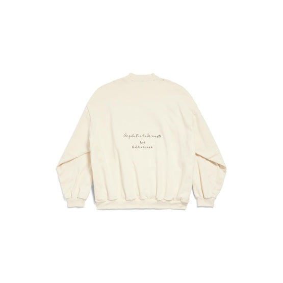 Men Oversized Crewneck Sweater - Cream/Black