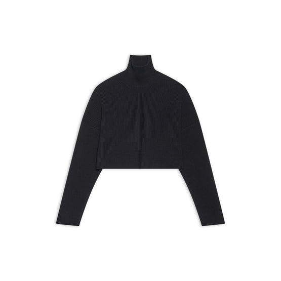 Women Cropped Sweater - Black W