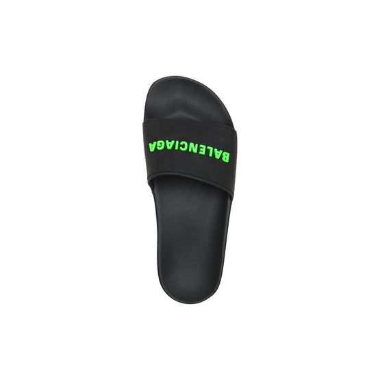 Women Pool Slide Rubb Logo  Fluo Bal - Black/Fluo Green