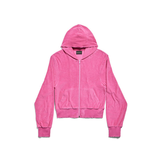 Women Fitted Tracksuit Jacket - Dark Pink