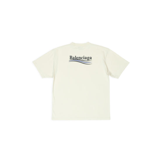 Women Large Fit T-Shirt - Cream/Black/Blue